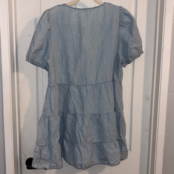 Zara Light Blue Puff Sleeve Dress - Picture 4 of 5